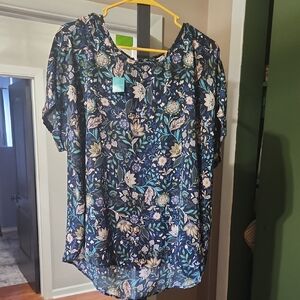Maurices Navy Floral Blouse